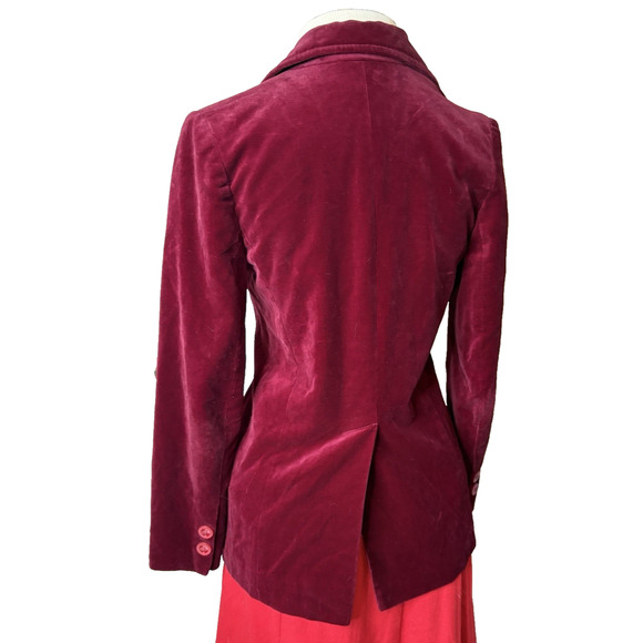 Vtg Oleg Cassini Designer Womens Red Velvet Jacket Holiday Black Tie Lined XS/S* - Picture 3 of 11